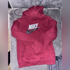 Boys Nike Burgundy Hoodie with Logo